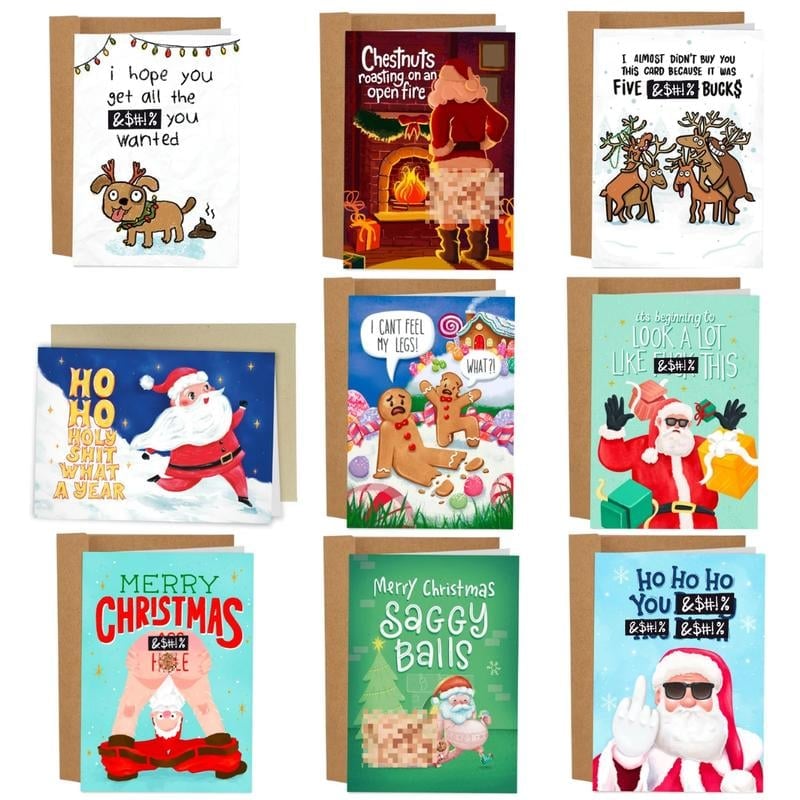 🎅Sleazy Greetings |9pcs Worst Christmas Cards Set😂