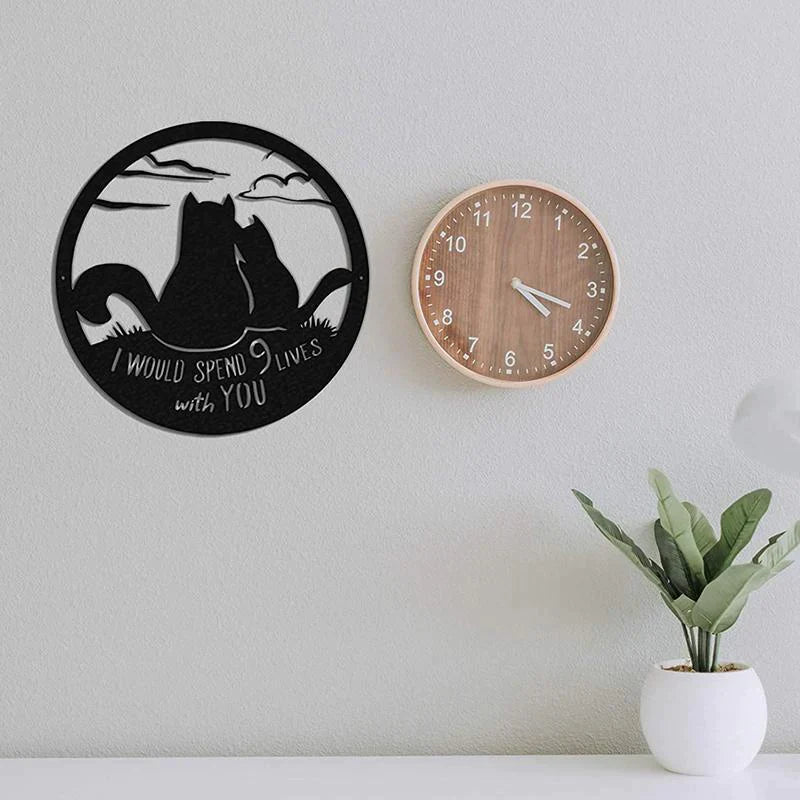 Metal Cat Silhouette Decoration Art