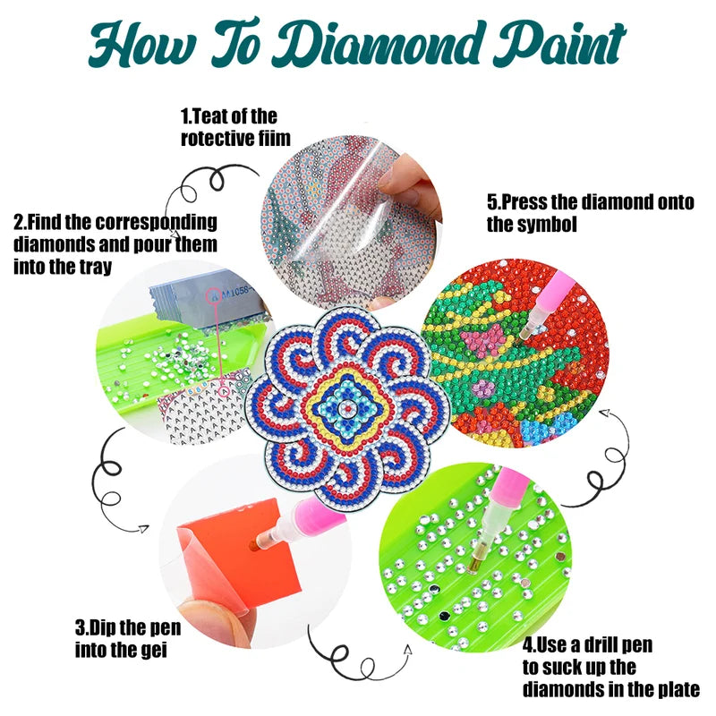 Diamond Crafts Coasters Diamond Painting Coasters (Mandala)