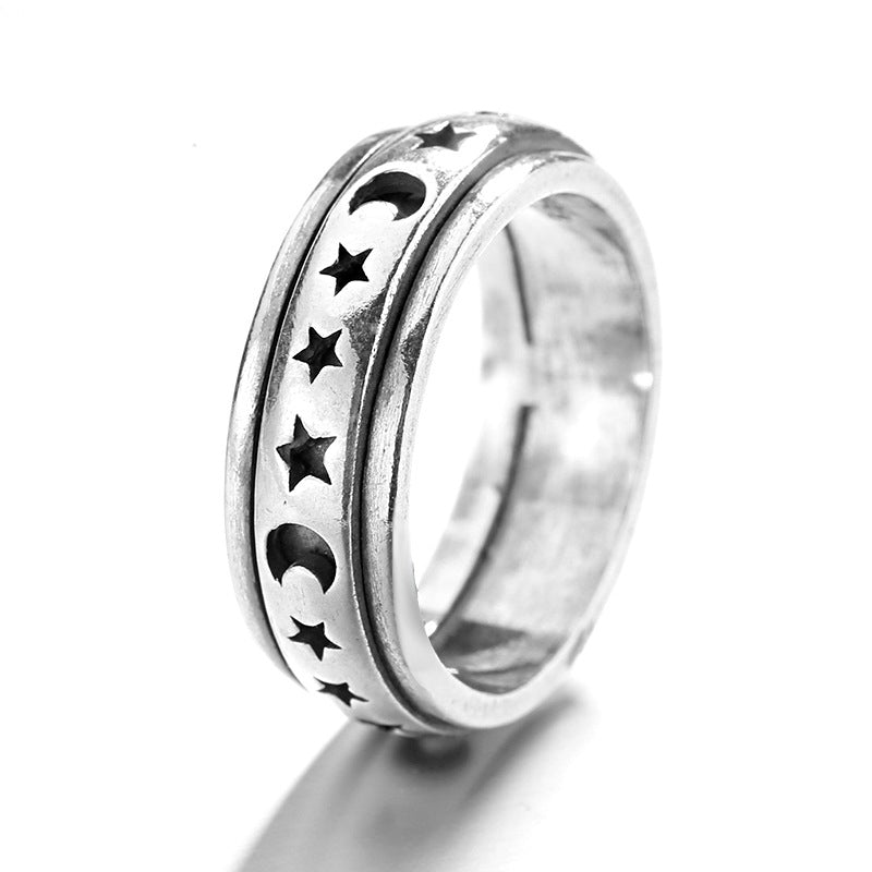 Retro Star & Moon Spinning Stress Relief Ring