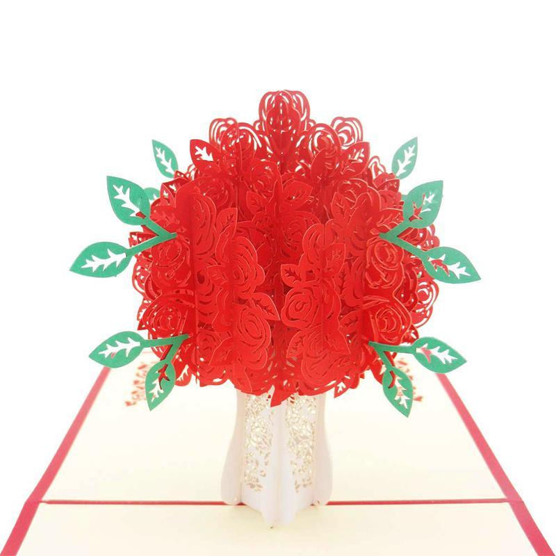 3D Pop-up Card Rose&Sakura Bouquet - For Valentine/Mother Day