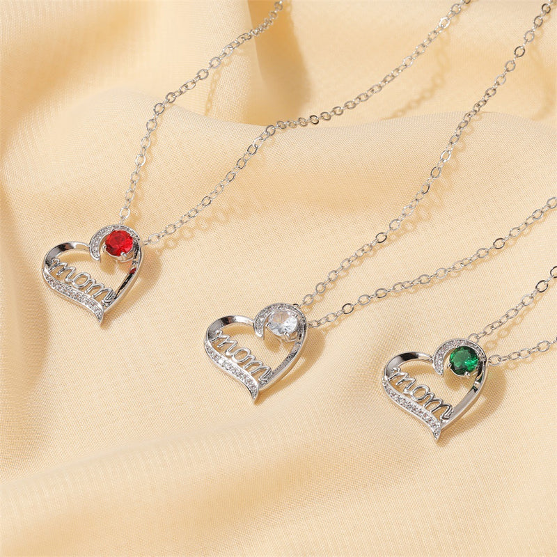 "Mom" Letter Heart Shape Necklace