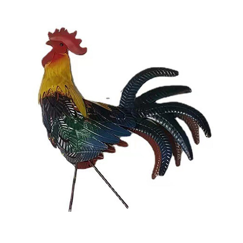 Iron rooster - amazing details and beautiful colors - lawn & garden art